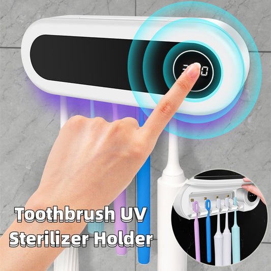 UV Toothbrush Holder & Sterilizer - Wall Mounted Bathroom Organizer