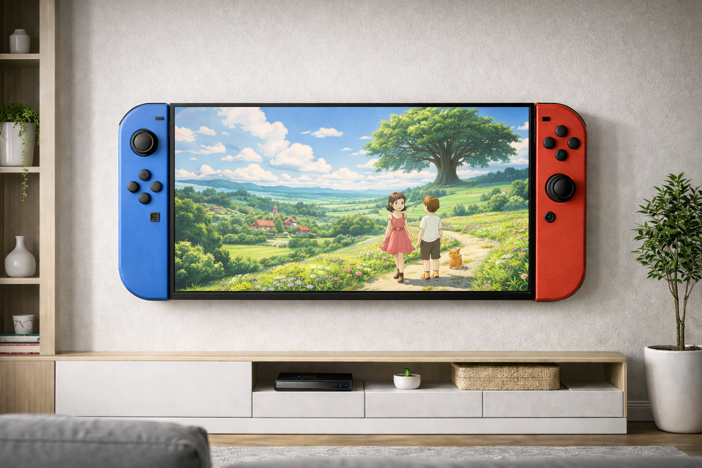 Custom Joy-Con Wall Decor for TV – Handcrafted Gaming Setup Display