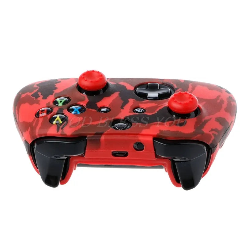 1Pc Silicone Protective Skin Case for XBox One X S Controller Protector Water Transfer Printing Camouflage Cover Grips Caps New