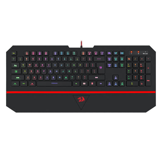 Redragon K502 RGB Gaming Keyboard RGB LED Backlit Illuminated 104 Key Silent Keyboard with Wrist Rest for Windows PC Games
