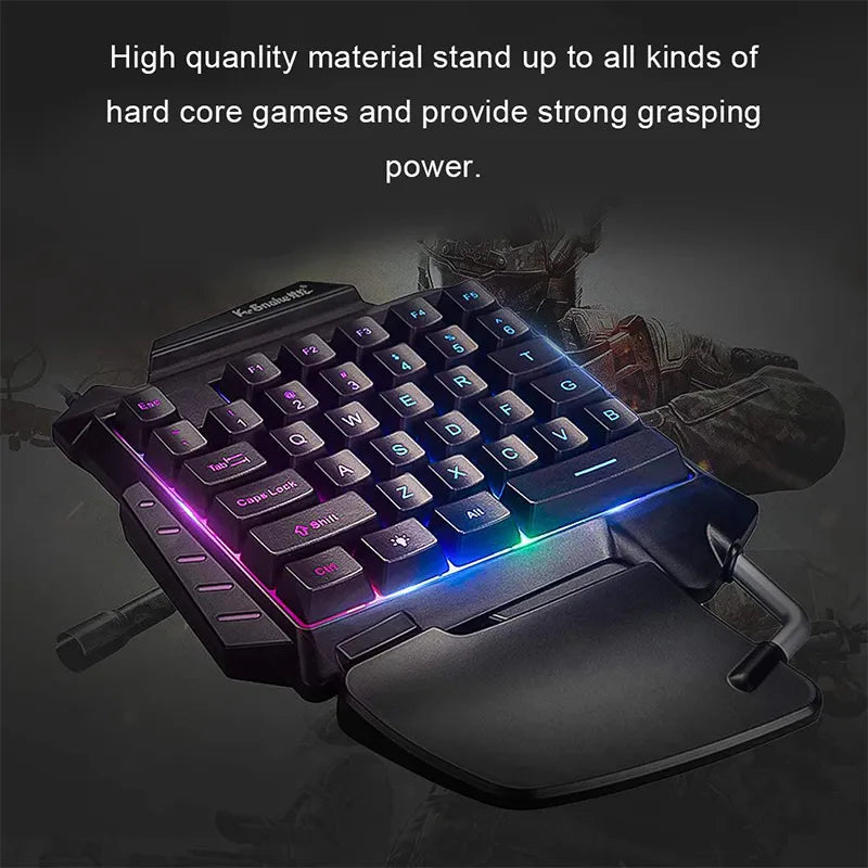 1pc One-Handed Gaming Keyboard RGB Backlit Portable Mini Gaming Keypad Game Controller for PC PS4 Xbox Gamer