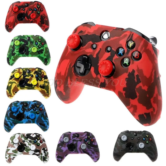 1Pc Silicone Protective Skin Case for XBox One X S Controller Protector Water Transfer Printing Camouflage Cover Grips Caps New