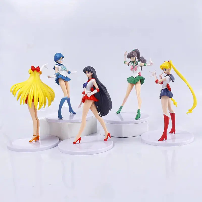 5pcs-Set Sailor Moon Figure Mizuno Ami Tsukino Usagi Hino Rei Aino Minako Action Figure Model Kawaii Doll toys Gift