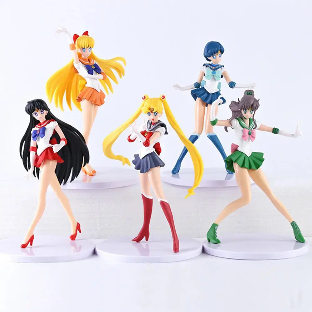 5pcs-Set Sailor Moon Figure Mizuno Ami Tsukino Usagi Hino Rei Aino Minako Action Figure Model Kawaii Doll toys Gift