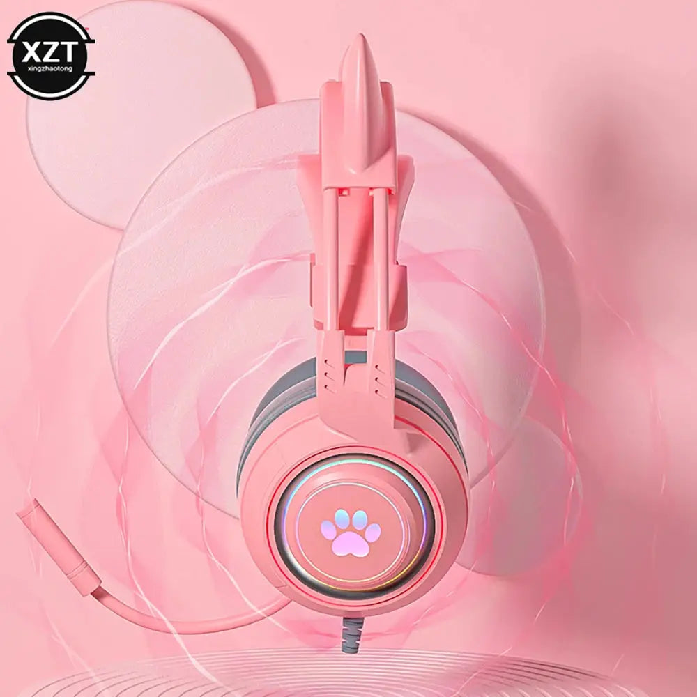 Cat Ear Gaming Headphones For PC Computer Gaming Headsets With Microphone Noise Cancell Wired USB 3.5mm Plug For PS4/Xbox One