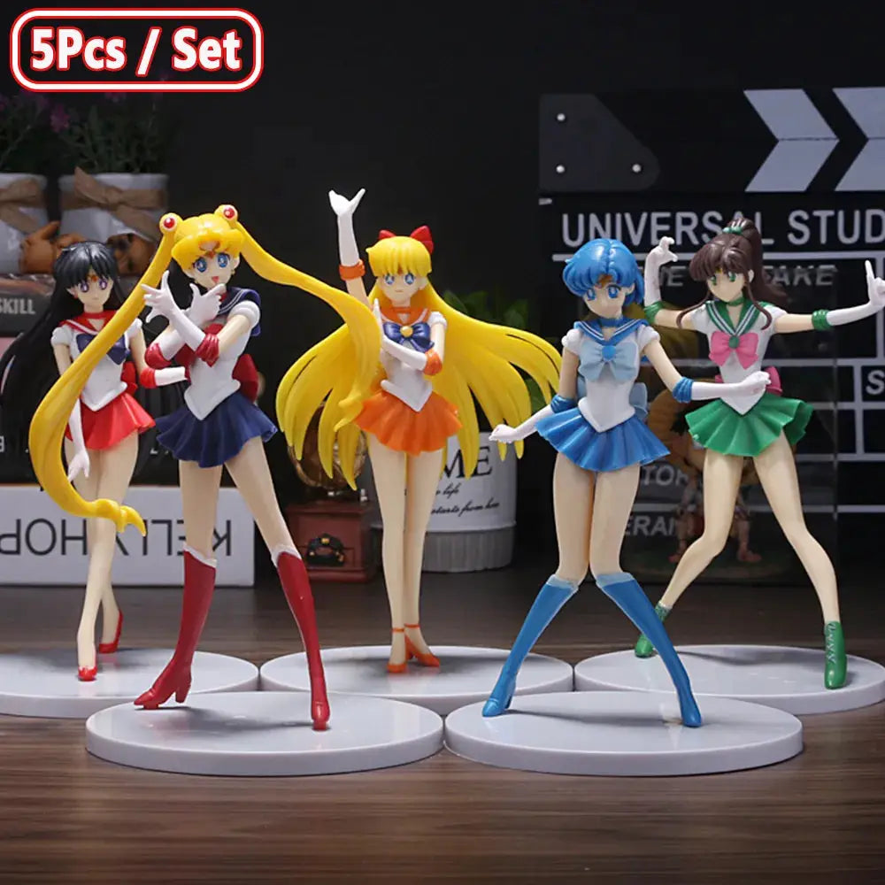 5pcs-Set Sailor Moon Figure Mizuno Ami Tsukino Usagi Hino Rei Aino Minako Action Figure Model Kawaii Doll toys Gift