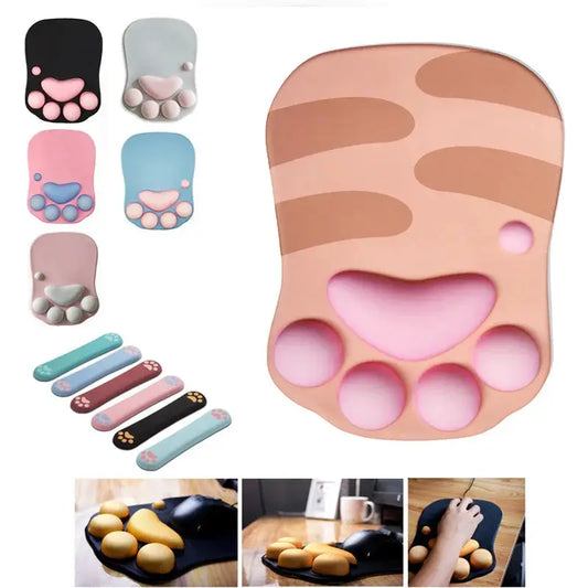 Cat Paw Mouse Pad 3D Cute Kawaii Anime Computer Mousepad Wrist Rest Set Silicon Memory Foam Keyboard Gaming Mouse Mat Pad