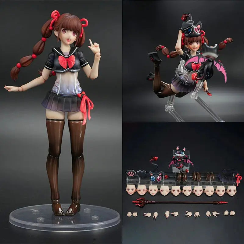 1/12 Intern Witch Japanese Kawaii Female Soldier Nana Doll Replaceable Face Model 6" Full Set Collectible Female Action Figure