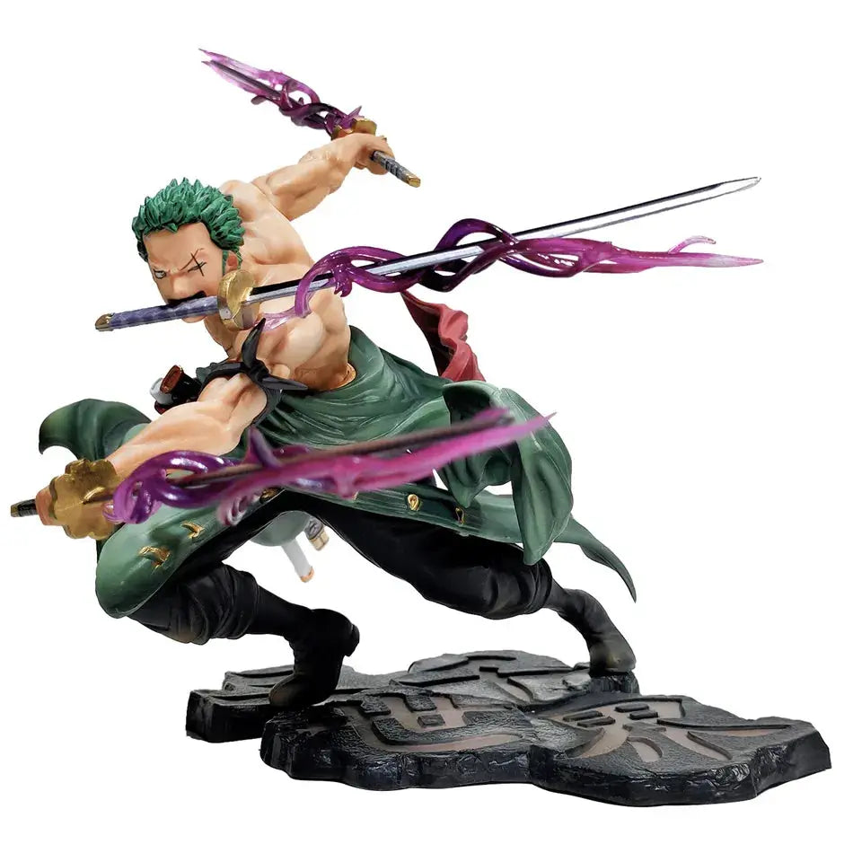 One Piece Action Figure Three-Knife Fighting Skill Roronoa Zoro Model Decorations PVC Toy Gift