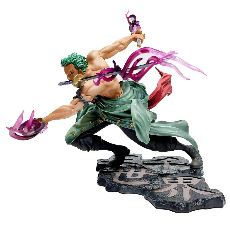 One Piece Action Figure Three-Knife Fighting Skill Roronoa Zoro Model Decorations PVC Toy Gift