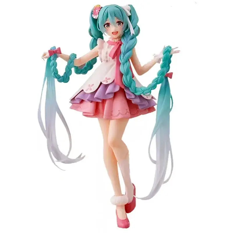 20CM New Hatsune Miku Action Figure Miku Collection Model Pink Sakura Kawaiii Doll Collectible Model Toys Cake Decor