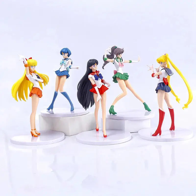 5pcs-Set Sailor Moon Figure Mizuno Ami Tsukino Usagi Hino Rei Aino Minako Action Figure Model Kawaii Doll toys Gift