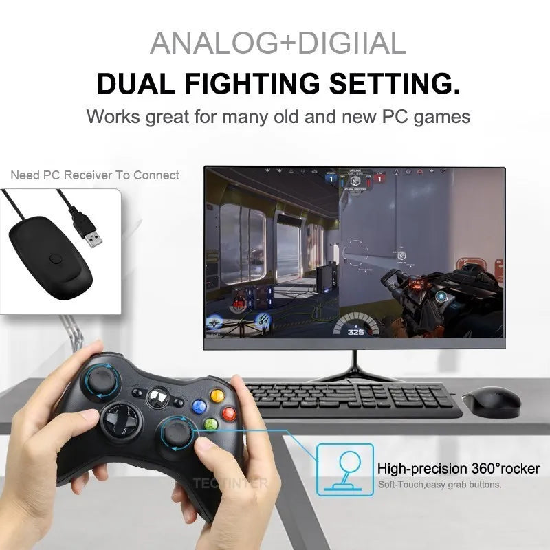 Wireless & Wired Gamepad for Xbox 360 & PC