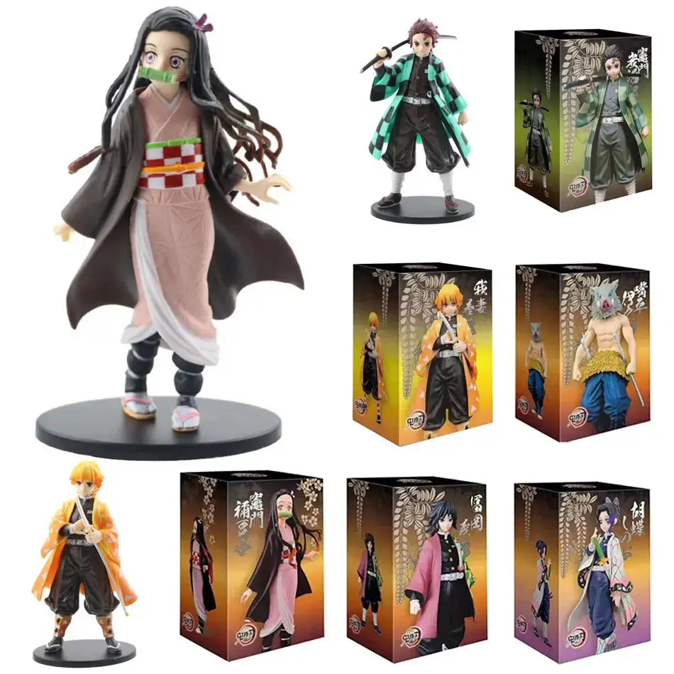 Demon Slayer Kimetsu no Yaiba figure Kamado Tanjirou Action Figure Agatsuma Zenitsu Nezuko Warrior PVC Model Toys