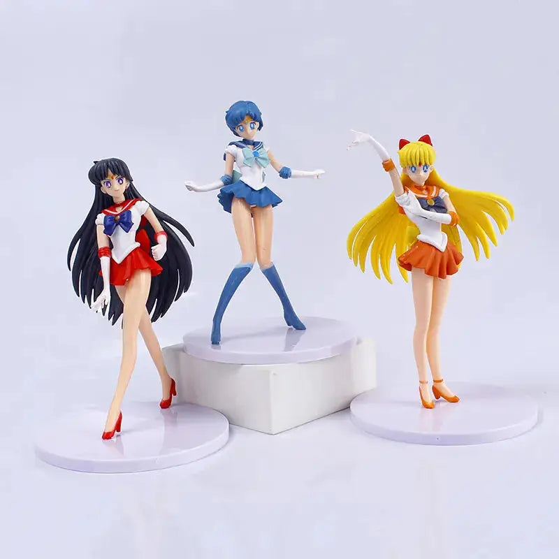 5pcs-Set Sailor Moon Figure Mizuno Ami Tsukino Usagi Hino Rei Aino Minako Action Figure Model Kawaii Doll toys Gift